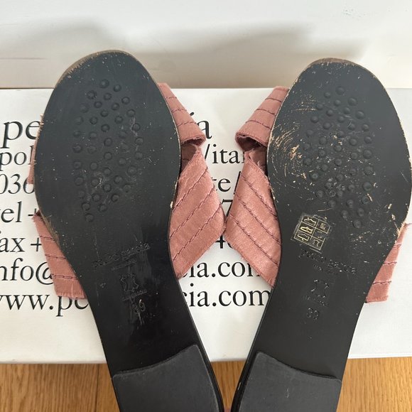 Pedro Garcia Elisa Slide Sandals Criss-cross Straps Pink Powder Satin Sz 39 - Picture 7 of 8